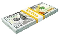 a stack of us dollar bills on a white background